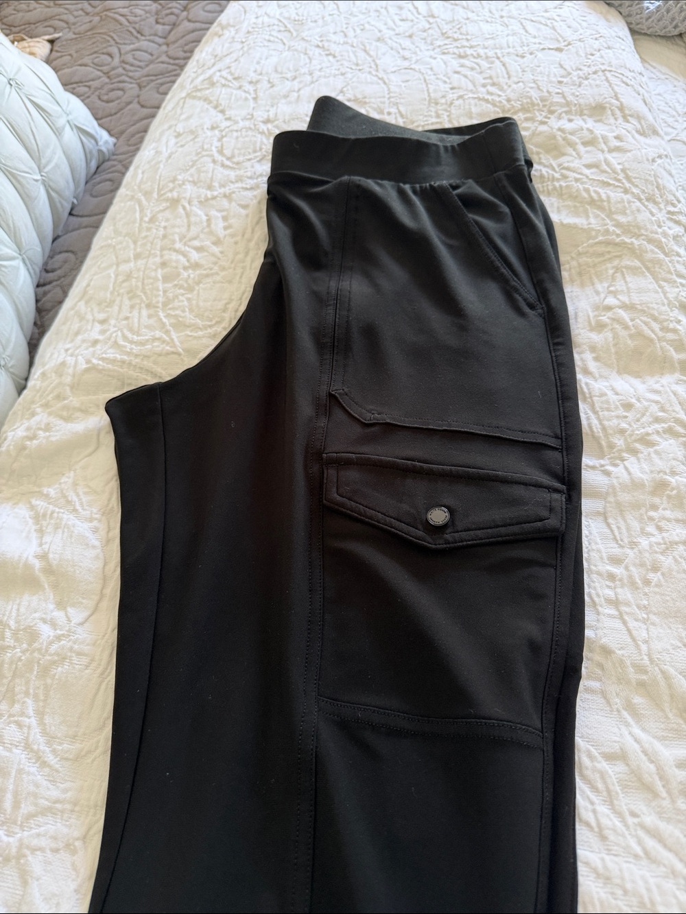 White House Black Market Black Cargo-Style Drawstring Track Pants - Picture 13 of 14